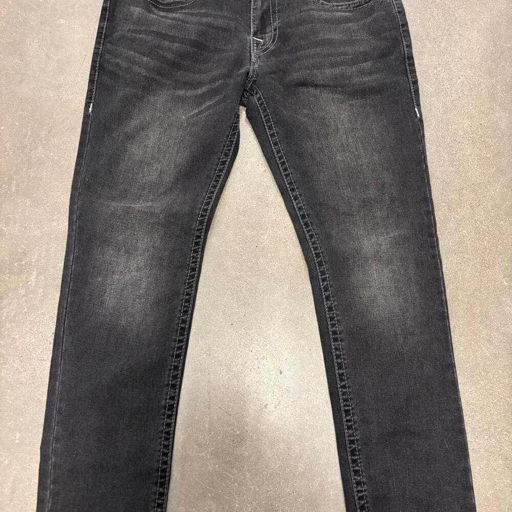 True Religion Rocco Relaxed Skinny Jeans Washed Coal Grey W36